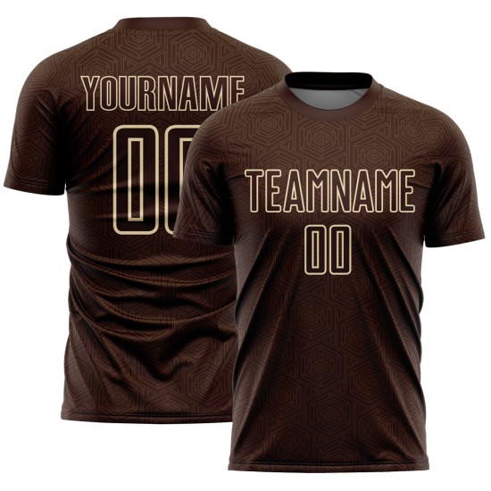 Brown Shape Sports Jersey Cream Sublimation Custom Soccer Geometric Uniform Brown Shape Sports Jersey Cream Sublimation Custom Soccer Geometric Uniform