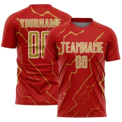 Lightning Custom Jersey Soccer Uniform Gold-White Old Red Sports Sublimation